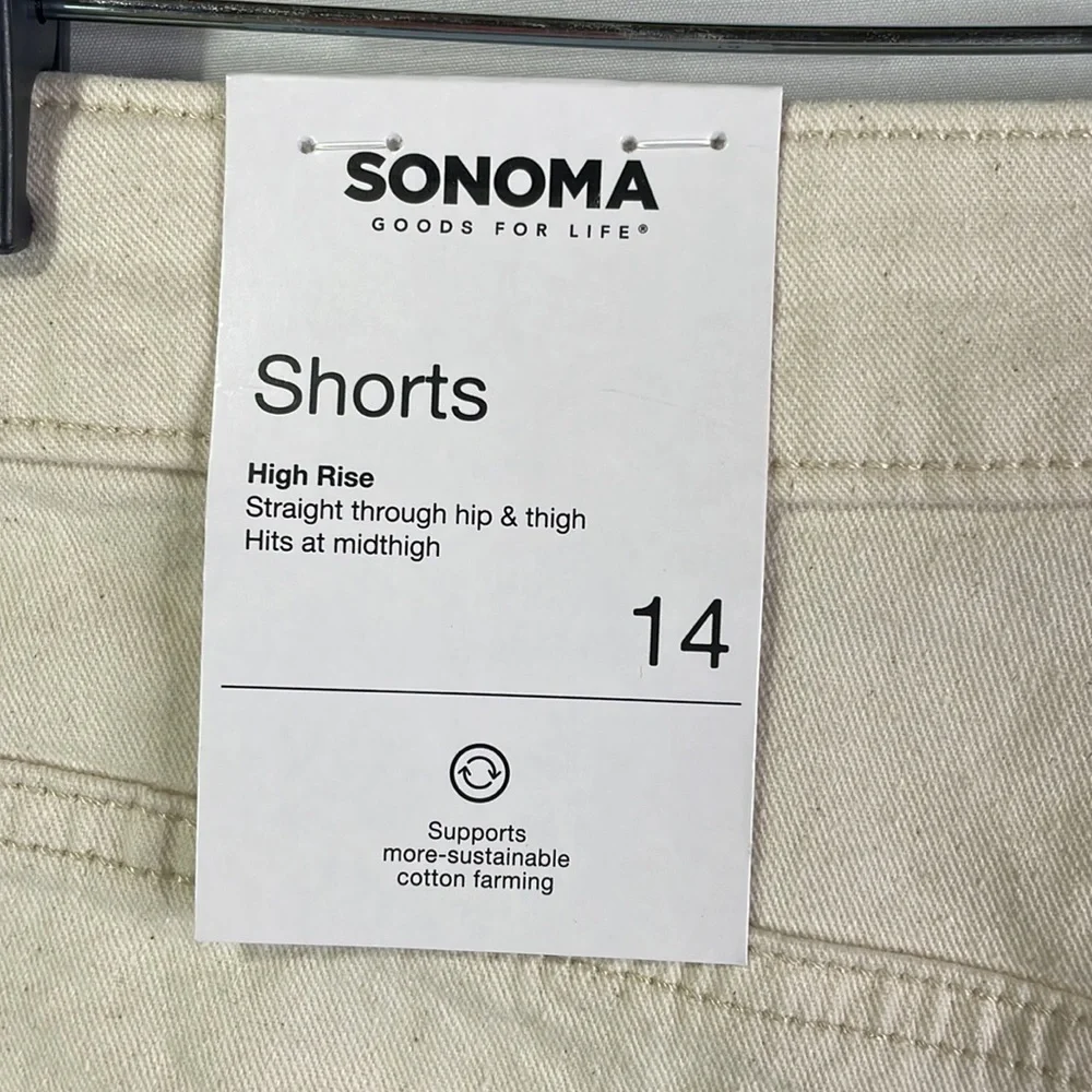 NWT Sonoma, natural canvas, high-rise, midsize shorts